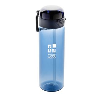 Bouteille de sport en RPET avec bouchon antifuite et paille 800 ml