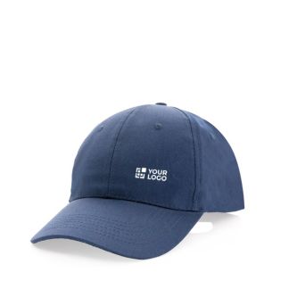 Casquette 6 panneaux en coton recyclé avec fermeture velcro 190 g/m²