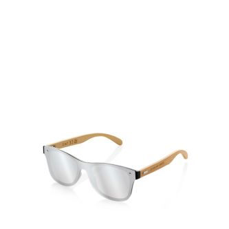 Lunettes de soleil éco avec branches en bambou et verres miroir UV400