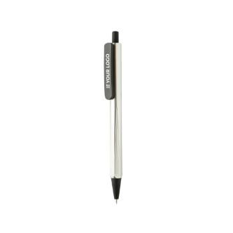 Stylo à bille triangulaire en plastique recyclé à clic, encre bleue