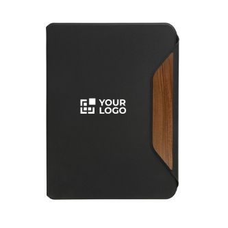 Porte-documents A4 rigide en noyer et papier 70 g/m2, pages lignées