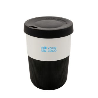 Tasse à emporter avec bande en silicone avec zone d'impression