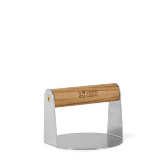 Presse à hamburgers en acier inoxydable avec poignée en bois