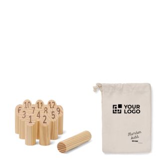 Mini-jeu de chiffres avec 12 quilles numérotées et 1 quille à lancer