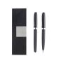 Ensemble roller et stylo en métal avec boîte matelassée, encre noire