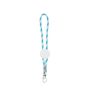 Porte-clés long de type lanyard ajustable avec mousqueton couleur bleu ciel