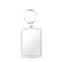 Porte-clés en plastique rectangulaire et papier inséré sur deux faces