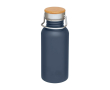 Gourde en acier inoxydable simple paroi avec bouchon en bambou 550 ml couleur cyan