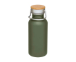 Gourde en acier inoxydable simple paroi avec bouchon en bambou 550 ml couleur vert foncé