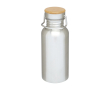 Gourde en acier inoxydable simple paroi avec bouchon en bambou 550 ml couleur argenté