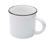 Tasse en céramique vintage avec bord noir 240 ml couleur blanc