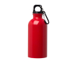 Gourde en acier inoxydable recyclé avec mousqueton 400ml couleur rouge
