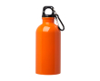 Gourde en acier inoxydable recyclé avec mousqueton 400ml couleur orange