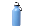 Gourde en acier inoxydable recyclé avec mousqueton 400ml couleur bleu pastel