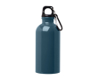 Gourde en acier inoxydable recyclé avec mousqueton 400ml couleur cyan