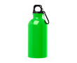 Gourde en acier inoxydable recyclé avec mousqueton 400ml couleur vert fluorescent