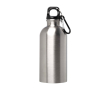 Gourde en acier inoxydable recyclé avec mousqueton 400ml couleur argenté