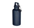 Bouteille en plastique recyclé avec mousqueton et bouchon à vis 400 ml couleur bleu marine