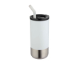 Gobelet isotherme avec paille en acier et embout en silicone 480 ml couleur blanc