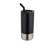 Gobelet isotherme avec paille en acier et embout en silicone 480 ml couleur noir