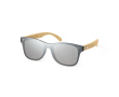 Lunettes de soleil avec branches en bambou, verres noirs effet miroir couleur bois