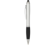 Stylo rotatif avec stylet et grip doux encre noire couleur argenté