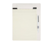 Porte-bloc en similicuir A4 avec clip magnétique et feuilles lignées couleur blanc