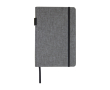 Carnet avec couverture tissu RPET et porte-stylo A5 feuilles lignées couleur gris chiné