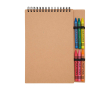 Cahier à spirale avec couverture souple et crayons de cire intégrés couleur naturel