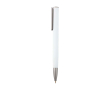 Stylo en aluminium recyclé avec clip argenté, encre bleue couleur blanc