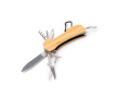 Outil multifonction en bambou et acier inoxydable avec mousqueton couleur naturel
