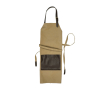 Tablier ajustable en toile avec une poche avant en cuir couleur beige