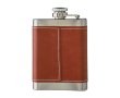 Flacon en acier inoxydable avec étui en cuir marron 100ml couleur marron