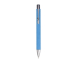 Stylo en carton recyclé avec fintions chromées à encre noire couleur bleu ciel
