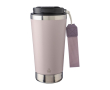 Gobelet thermique acier inoxydable sangle et couvercle noir, 500 ml couleur rose pastel