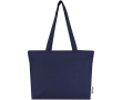 Sac cabas coton avec fermeture et anses longues 320 g/m² couleur bleu marine