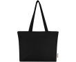 Sac cabas coton avec fermeture et anses longues 320 g/m² couleur noir