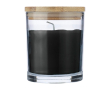 Bougie parfum vanille dans bocal en verre avec couvercle bambou couleur noir