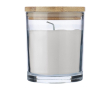 Bougie parfum vanille dans bocal en verre avec couvercle bambou couleur blanc