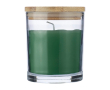 Bougie parfum vanille dans bocal en verre avec couvercle bambou couleur vert