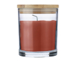 Bougie parfum vanille dans bocal en verre avec couvercle bambou couleur orange