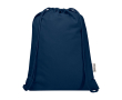 Sac à cordons en coton recyclé et RPET 5 L 140 g/m² couleur bleu marine