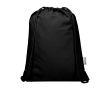 Sac à cordons en coton recyclé et RPET 5 L 140 g/m² couleur noir