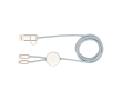 Câble de charge plastique recyclé et aluminium synchronisation 5 en 1 couleur argenté