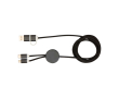 Câble de charge plastique recyclé et aluminium synchronisation 5 en 1 couleur noir