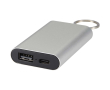 Batterie externe en aluminium recyclé avec porte-clés 2 000 mAh couleur argenté