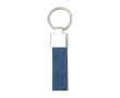 Porte-clés rectangulaire en zinc personnalisable avec tissu jean couleur bleu