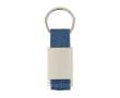 Porte-clés en zinc personnalisable avec détail en tissu jean couleur bleu
