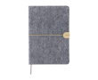 Carnet en feutre recyclé avec fermeture élastique feuilles lignées A5 couleur gris
