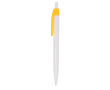 Stylo en plastique avec clip coloré et bouton-poussoir encre noire couleur jaune